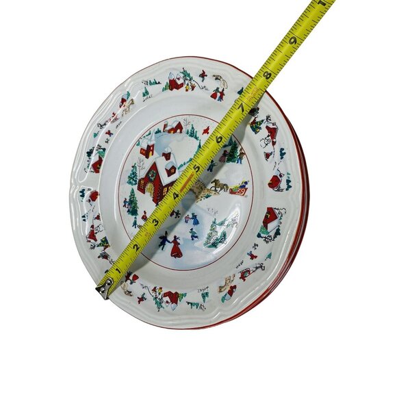 Farberware Holiday Village Porcelain 8" Salad Plates Christmas Scene Set - Picture 7 of 7